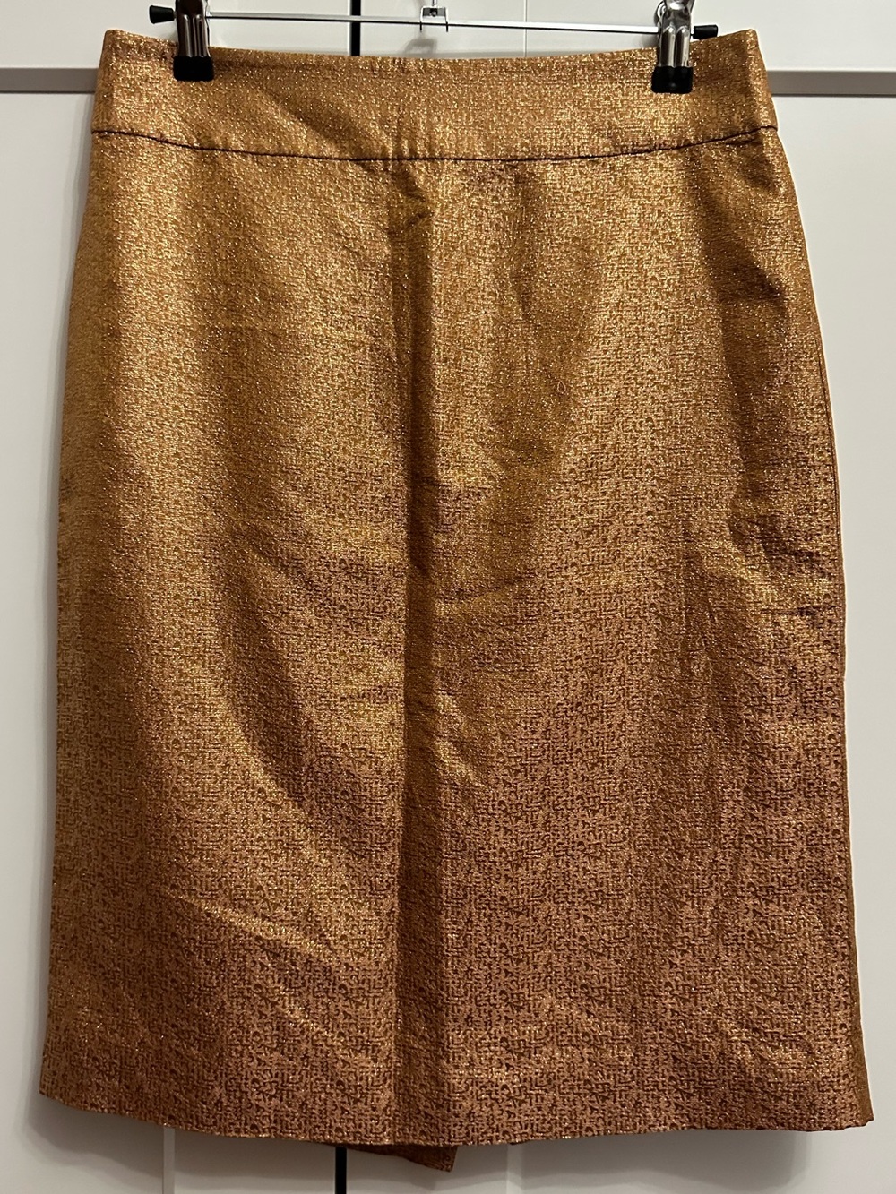 J. Crew gold chrome metallic pencil skirt